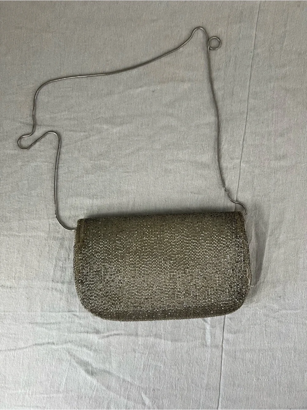 Vintage Walborg Silver Beaded Evening Bag Cocktail Purse Art Deco Korea